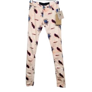 One Teaspoon Venus Pistols Low Waist Skinny Colorblock Jeans NWT Women's Size 24